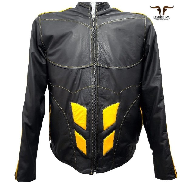 Chaqueta en cuero Caballero tonos amarillos