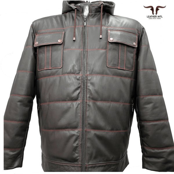 Chaqueta en cuero Caballero Fijack capota desmontable
