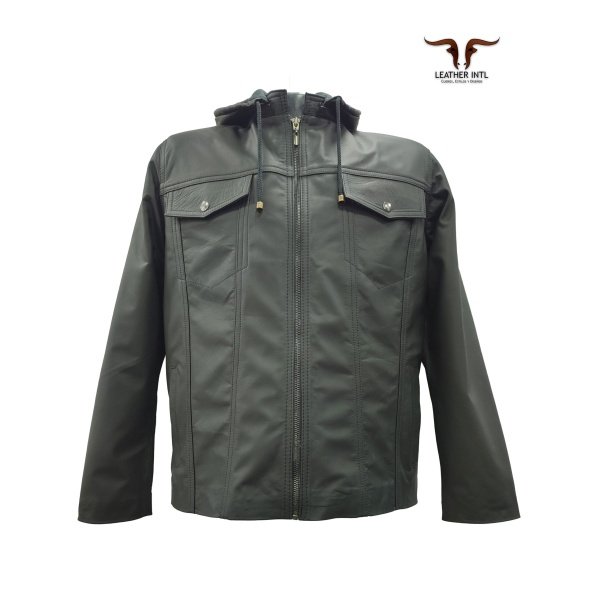 Chaqueta elegante en cuero caballero casual