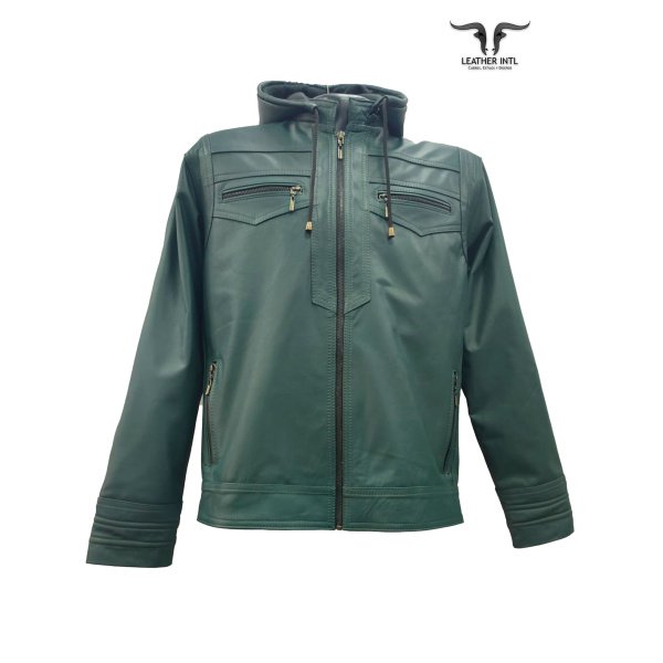 Chaqueta en cuero café estilo nuevo con bandas laterales