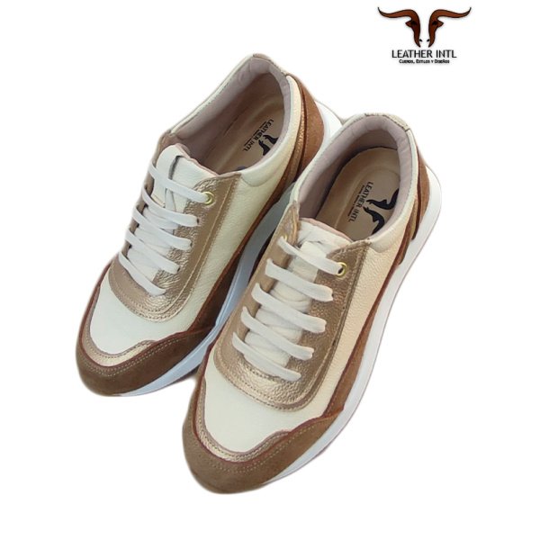 Tenis para dama en cuero fino con cordones