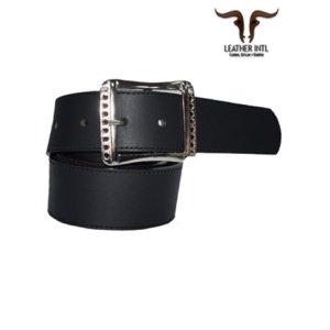 Correa en cuero negro fino con marcas 4 cm para dama hebilla con marcas